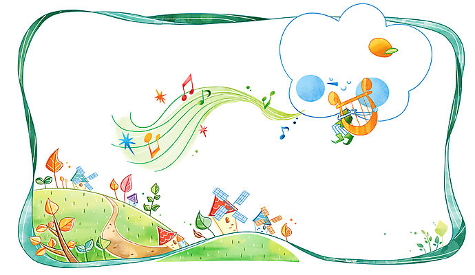 PSD 나무 식물 구름 꽃 백그라운드 연주 음표 일러스트 날씨 주택 초원 사람없음 맑음 풍차 하트 풀 국내일러스트 자연요소 모양 기호 음악 건물 파일형식