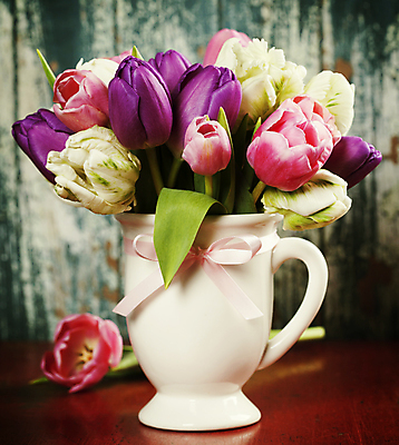 포토 JPG 해외이미지 리본 꽃다발 실내 사람없음 꽃병 튤립 해외202004 해외포토 꽃 내부 파일형식