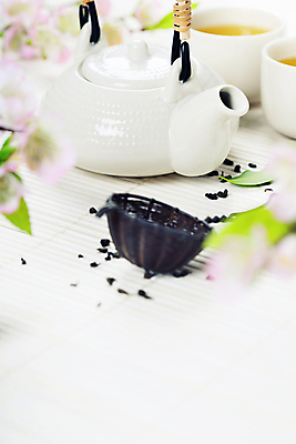 포토 JPG 해외이미지 실내 사람없음 도자기 찻잔 찻주전자 흰배경 찻잎 해외202004 차거름망 해외포토 백그라운드 주전자 잔 내부 차_음료 흰색 파일형식