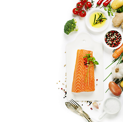 포토 JPG 해외이미지 포크 토마토 채소 실내 사람없음 하이앵글 나이프 레몬 날것 소금 연어 후추 바질 로즈메리 연어요리 연어회 플랫레이 카피스페이스 해외202004 해외포토 식기 음식 뷰포인트 과일 어류 내부 공백 생선회 플랫 칼 허브 향신료 파일형식