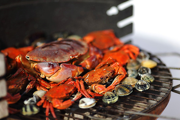 포토 JPG 해외이미지 접시 조개 새우 사람없음 아웃포커스 게 신선 그릴 바비큐 굽기 해산물 집게발 해외202004 해외202105 해외포토 식기 음식 주방용품 어패류 촬영기법 갑각류 구이 파일형식