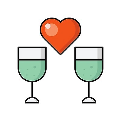 EPS 해외이미지 디자인 커플 음료 선 컨셉 일러스트 응원 유리 결혼식 기념 발렌타인데이 사랑 미술 그래픽 파티 식당 와인 저녁식사 하트 축하 쌍 고급 결합 심볼 사인 큐피드 해외202105 해외일러스트 모양 감정 결혼 관계 데이이벤트 재질 문화예술 주류 이벤트 상점 식사 파일형식 벡터