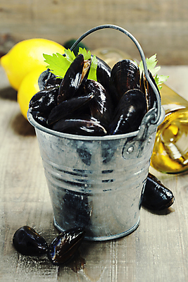 포토 JPG 해외이미지 사람없음 화이트와인 레몬 양동이 담기 나무바닥 홍합 해외202004 해외포토 과일 모션 어패류 바닥 와인 파일형식