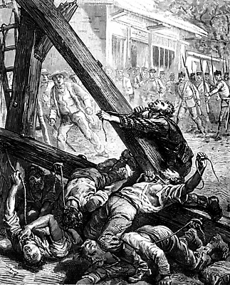 JPG 해외이미지 남자 무기 밧줄 일러스트 미술 사람 사람없음 목재 검은색 고통 골동품 흰색 기구 역사 떨어짐 군중 묶기 학대 그림 드라마 판화 병정 빈털터리 고문 노예 식민지 옛날 죄수 해외202004 해외202105 해외포토 포토 나무 감정 줄 컬러 컨셉 재료 모션 문화예술 사회이슈 파일형식