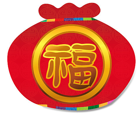 EPS 아이콘 복주머니 사람없음 빨간색 전통문양 꼬리표 라벨 한자 2D아이콘 문자 전통 문양 컬러 프레임 전통소품 파일형식 벡터