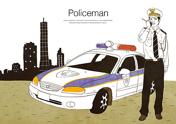 PSD 직업 남자 유니폼 일러스트 한명 사람 빌딩 성인 경찰 무전기 경찰차 남자만 남자한명만 성인남자만 성인만 국내일러스트 1 옷 자동차 무선통신 건물 파일형식