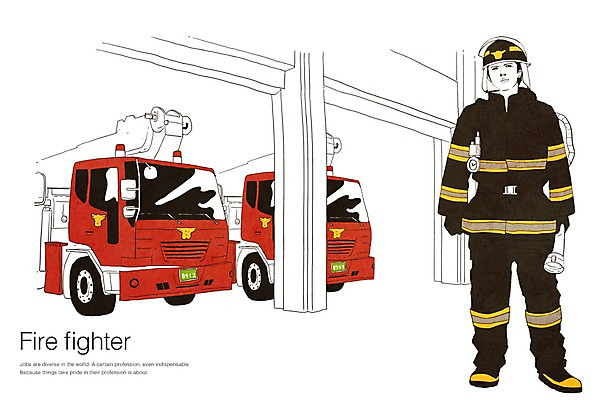 PSD 직업 남자 일러스트 한명 사람 성인 소방관 소방차 소화기 남자만 남자한명만 성인남자만 성인만 국내일러스트 1 자동차 안전장비 구조원 소방 파일형식