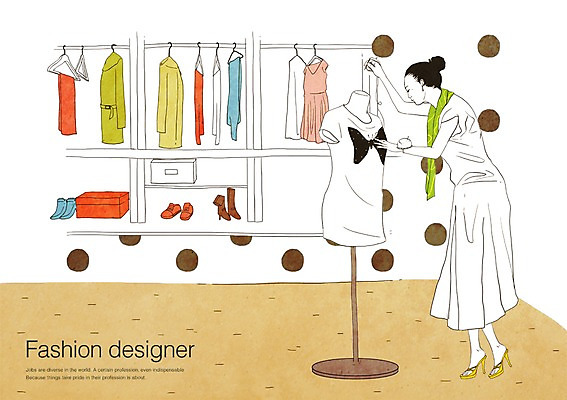 PSD 직업 옷 여자 일러스트 한명 사람 성인 직물 바늘 실 마네킹 디자이너 패션디자이너 자수 여자만 여자한명만 성인여자만 성인만 국내일러스트 1 도구 파일형식