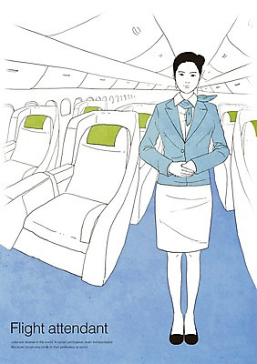 PSD 직업 여자 유니폼 의자 일러스트 한명 사람 성인 서비스업 승무원 서비스 기내 여자만 여자한명만 성인여자만 성인만 국내일러스트 1 옷 산업 가구 공공장소 파일형식