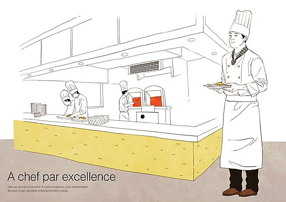 PSD 직업 남자 일러스트 요리 한명 사람 성인 주방 레스토랑 주방장 요리사 서비스업 서비스 남자만 남자한명만 성인남자만 성인만 국내일러스트 1 산업 식당 파일형식