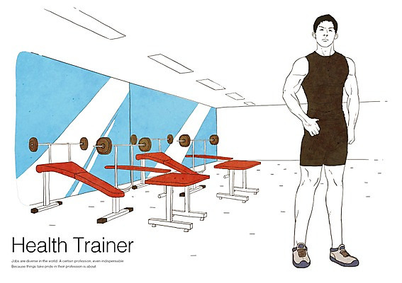 PSD 직업 남자 일러스트 한명 사람 성인 운동기구 헬스 헬스장 서비스업 서비스 트레이너 역도 스포츠센터 남자만 남자한명만 성인남자만 성인만 국내일러스트 1 산업 스포츠 운동 파일형식