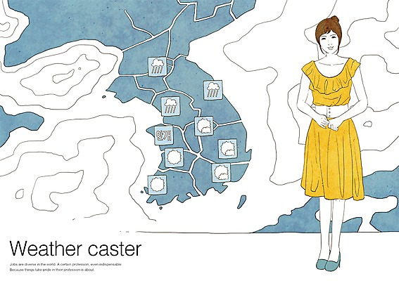 PSD 직업 기호 원피스 여자 지도 일러스트 날씨 한명 사람 성인 일기예보 기상캐스터 여자만 여자한명만 성인여자만 성인만 국내일러스트 문자 1 옷 파일형식