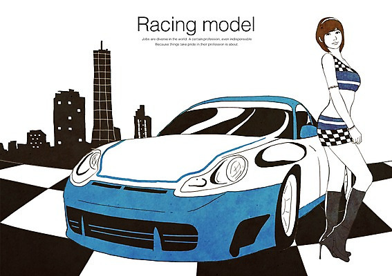 PSD 모델 직업 여자 일러스트 자동차 한명 사람 빌딩 성인 스포츠카 레이싱모델 모터쇼 여자만 여자한명만 성인여자만 성인만 국내일러스트 1 육상교통 건물 파일형식
