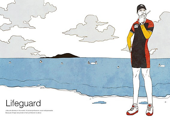 PSD 구름 직업 남자 일러스트 한명 사람 성인 해변 여름휴가 바캉스 해수욕장 무전기 안전요원 해상안전요원 남자만 남자한명만 성인남자만 성인만 국내일러스트 자연요소 1 바다 무선통신 휴가 파일형식 여름_계절