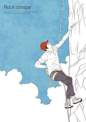 PSD 구름 직업 남자 밧줄 줄 일러스트 한명 사람 성인 절벽 암벽 암벽등반 암벽등반가 남자만 남자한명만 성인남자만 성인만 국내일러스트 자연요소 1 등산 파일형식