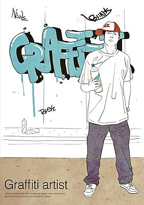 PSD 직업 남자 벽 일러스트 한명 사람 성인 담장 낙서 그래피티 그림 스프레이 그래피티아티스트 아티스트 남자만 남자한명만 성인남자만 성인만 국내일러스트 1 파일형식