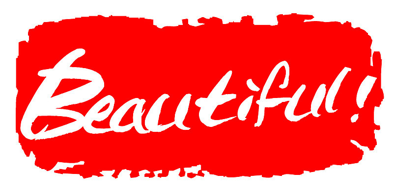 EPS 문자 손글씨 영어 문장 컬러 백그라운드 일러스트 캘리그라피 프레임 틀 타이포그라피 글자캘리그라피 사람없음 빨간색 단어 도장 뷰티 느낌표 beautiful 뷰티풀 국내일러스트 기호 파일형식 벡터