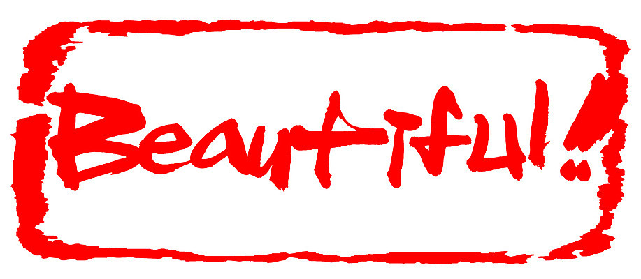 EPS 문자 손글씨 영어 문장 컬러 백그라운드 일러스트 캘리그라피 프레임 틀 타이포그라피 글자캘리그라피 사람없음 빨간색 단어 도장 뷰티 느낌표 beautiful 뷰티풀 국내일러스트 기호 파일형식 벡터