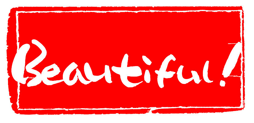 EPS 문자 손글씨 영어 문장 컬러 백그라운드 일러스트 캘리그라피 프레임 틀 타이포그라피 글자캘리그라피 사람없음 빨간색 단어 도장 뷰티 느낌표 beautiful 뷰티풀 국내일러스트 기호 파일형식 벡터