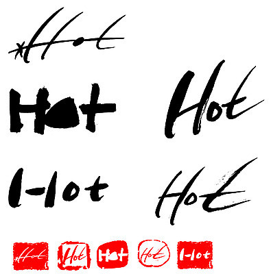 EPS 문자 손글씨 영어 문장 백그라운드 일러스트 캘리그라피 프레임 따뜻함 틀 타이포그라피 글자캘리그라피 사람없음 단어 세트 도장 뜨거움 열 더위 온도 HOT 국내일러스트 날씨 파일형식 벡터