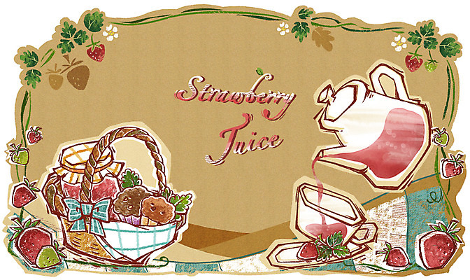 PSD 음료 선 음식 빵 백그라운드 과일 라인일러스트 일러스트 딸기 디저트 사람없음 바구니 주스 잼 머핀 초크일러스트 딸기잼 국내일러스트 소스_음식 파일형식