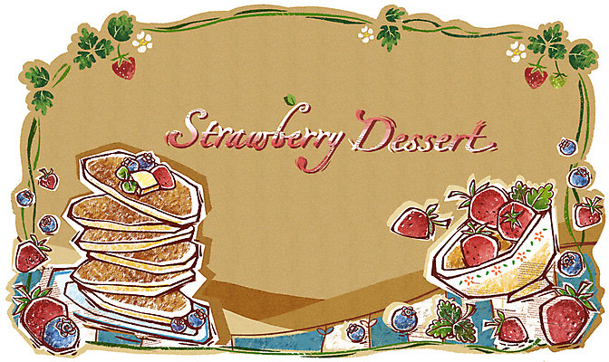 PSD 그릇 선 음식 백그라운드 과일 라인일러스트 일러스트 딸기 디저트 사람없음 블루베리 초크일러스트 팬케이크 국내일러스트 식기 케이크 파일형식