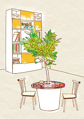 PSD 화분 가구 백그라운드 일러스트 탁자 책장 실내 사람없음 장식 인테리어 서재 오브젝트 국내일러스트 디자인 생활용품 내부 파일형식