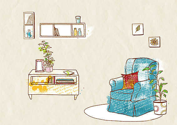 PSD 화분 가구 액자 백그라운드 거실 일러스트 선반 실내 사람없음 장식 인테리어 소파 오브젝트 서랍장 국내일러스트 디자인 생활용품 의자 내부 파일형식