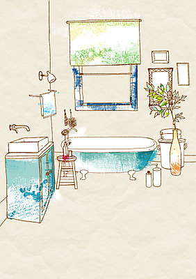 PSD 화분 가구 백그라운드 일러스트 조명 욕조 실내 사람없음 장식 인테리어 위생용품 욕실 오브젝트 세면대 화장실 국내일러스트 디자인 생활용품 내부 파일형식