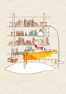 PSD 가구 백그라운드 의자 일러스트 조명 책장 실내 사람없음 장식 책 인테리어 스탠드 서재 책상 오브젝트 공부방 국내일러스트 디자인 생활용품 내부 파일형식