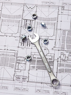 포토 JPG 스튜디오촬영 실내 사람없음 설계도 공구 스패너 오브젝트 너트 국내포토 건설업 내부 도구 파일형식