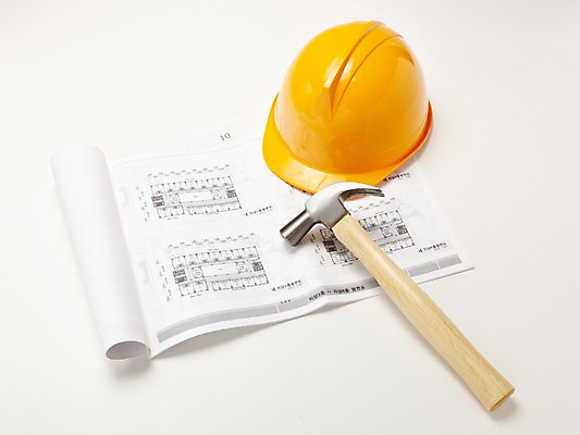 포토 JPG 스튜디오촬영 실내 사람없음 설계도 공구 망치 안전모 오브젝트 국내포토 건설업 내부 도구 헬멧 안전장비 파일형식