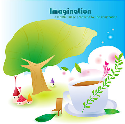 EPS 구름 커피 잎 의자 일러스트 상상 나뭇잎 주택 사람없음 판타지 마을 하트 풀 커피잔 찻잔 국내일러스트 자연요소 모양 식물 음료 가구 잔 건물 파일형식 벡터