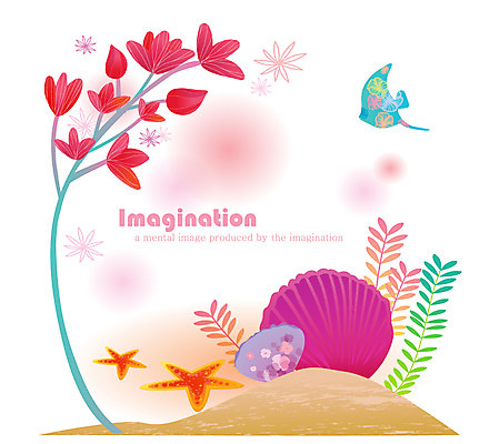 EPS 꽃 바다 일러스트 상상 조개 불가사리 생물 꽃나무 어류 사람없음 판타지 바닷속 바다동물 국내일러스트 나무 식물 동물 어패류 극피동물 수중 수중동물 파일형식 벡터