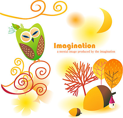 EPS 나무 동물 한마리 일러스트 상상 조류 바람 주택 사람없음 판타지 마을 달 부엉이 도토리 반달 국내일러스트 자연요소 식물 1 날씨 건물 견과류 파일형식 벡터