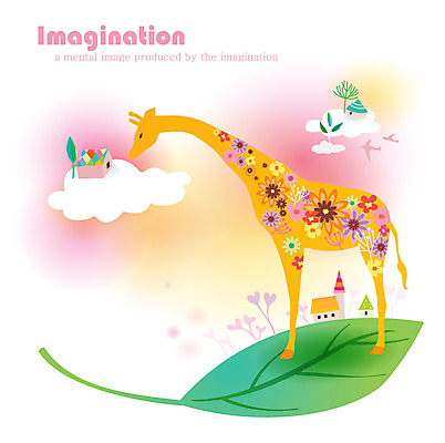 EPS 동물 구름 한마리 꽃 잎 꽃무늬 일러스트 상상 하늘 나뭇잎 주택 사람없음 판타지 기린 국내일러스트 자연요소 식물 1 무늬 포유류 건물 파일형식 벡터