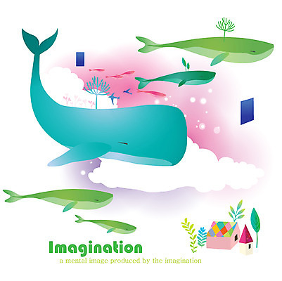 EPS 나무 동물 구름 여러마리 일러스트 포유류 상상 하늘 주택 사람없음 판타지 비행 풀 고래 국내일러스트 자연요소 식물 다수 건물 수중동물 파일형식 벡터