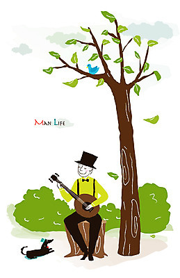 EPS 나무 동물 구름 캐릭터 모자 한마리 라이프스타일 남자 악기 맨라이프 연주 일러스트 조류 한명 사람 앉기 성인 취미 라이프 반려동물 기타 개 강아지 남성라이프 남자만 남자한명만 성인남자만 성인만 국내일러스트 일러캐릭터 자연요소 식물 1 잡화 음악 포유류 모션 현악기 생활 파일형식 벡터