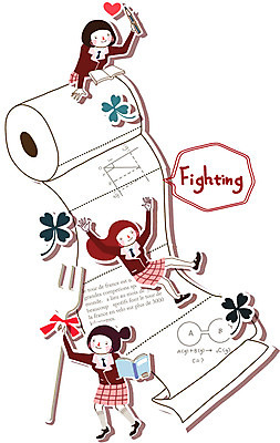 EPS 학생 여학생 여자 교육 교복 포크 말풍선 일러스트 미소 웃음 사람 10대 세명 파이팅 수능 하트 화장지 네잎클로버 목표 계획 입시 수험생 열정 두루마리화장지 시험문제 여자만 십대만 십대여자만 국내일러스트 모양 식물 식기 옷 감정 컨셉 모션 청소년 고등학생 표정 학습 시험 클로버 문제 파일형식 벡터