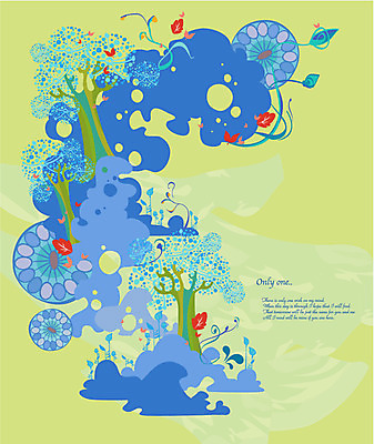 EPS 나무 구름 백그라운드 낙엽 잎 무늬 패턴 일러스트 나뭇잎 사람없음 판타지 화려 숲 신비 기하학 국내일러스트 자연요소 식물 컨셉 상상 파일형식 벡터