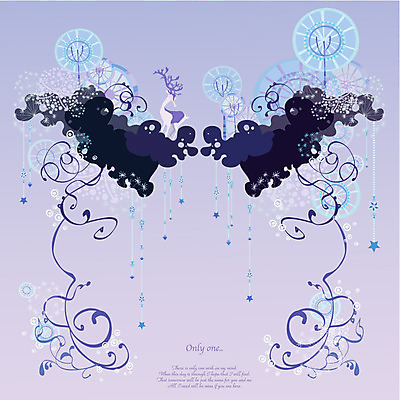 EPS 나무 동물 구름 별 백그라운드 무늬 패턴 일러스트 사슴 사람없음 판타지 보라색 나뭇가지 화려 덩굴 숲 신비 국내일러스트 자연요소 식물 컬러 컨셉 포유류 상상 파일형식 벡터