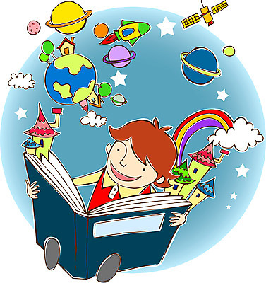 EPS 학생 교육 남자 어린이 과학 무지개 일러스트 한명 미소 웃음 사람 소년 책 독서 행성 인공위성 우주선 남자만 남자한명만 어린이만 소년만 소년한명만 국내일러스트 자연요소 1 통신 표정 우주 파일형식 벡터