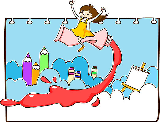 EPS 구름 학생 여자 교육 어린이 일러스트 하늘 색연필 미술 한명 미소 웃음 사람 소녀 물감 비행 스케치북 이젤 여자만 여자한명만 어린이만 소녀만 소녀한명만 국내일러스트 자연요소 1 문화예술 학용품 표정 미술도구 파일형식 벡터