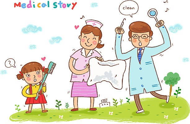 EPS 여자 남자 어린이 일러스트 의학 건강 치과 병원 미소 웃음 사람 소녀 성인 치료 세명 건강관리 환자 간호사 의사 도움 치아 보호 칫솔 질병 복지 치과의사 질병관리 표본 국내일러스트 컨셉 표정 관리 위생용품 의료진 소화기관 사회이슈 파일형식 벡터