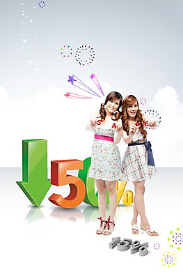 PSD 외국인 구름 편집이미지 여자 서기 미소 웃음 사람 동양인 성인 두명 쇼핑 세일 50% 여자만 성인여자만 성인만 이미지편집 자연요소 모션 표정 인종 퍼센트 파일형식