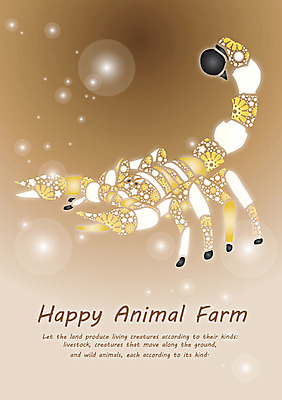 EPS 동물 템플릿 문자 한마리 문양 영어 곤충 백그라운드 무늬 패턴 카드템플릿 사람없음 단어 갈색 물방울무늬 물방울 원형 벌레 전갈 공기방울 성충 이미지템플릿 카드프레임 도형 1 컬러 절지류 카드_감사 프레임 파일형식 벡터