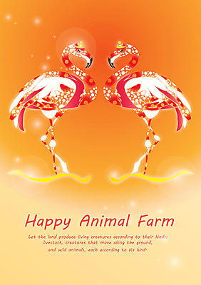 EPS 동물 템플릿 문자 문양 영어 백그라운드 두마리 무늬 패턴 카드템플릿 조류 사람없음 단어 물방울무늬 주황색 학 물방울 원형 공기방울 이미지템플릿 카드프레임 도형 컬러 2 카드_감사 프레임 파일형식 벡터