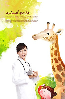 PSD 동물 편집이미지 직업 한마리 여자 어린이 청진기 한명 웃음 사람 동양인 성인 진료 의사 토끼 기린 수의사 반려 여자만 여자한명만 이미지편집 1 포유류 의학 의료기기 표정 인종 반려동물 의료진 파일형식