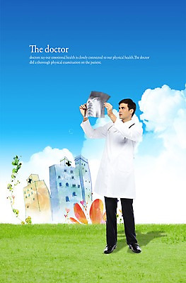 PSD 서양인 외국인 구름 편집이미지 직업 남자 꽃 하늘 엑스레이 병원 한명 사람 성인 건물 의사 가운 의사가운 남자만 남자한명만 성인남자만 성인만 이미지편집 자연요소 식물 1 건축물 옷 의학 인종 의료진 파일형식