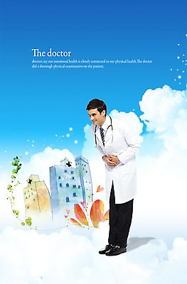 PSD 서양인 외국인 구름 편집이미지 직업 남자 꽃 청진기 하늘 병원 한명 웃음 사람 성인 건물 의사 인사 가운 의사가운 남자만 남자한명만 성인남자만 성인만 이미지편집 자연요소 식물 1 건축물 옷 의학 의료기기 표정 인종 의료진 예절 파일형식